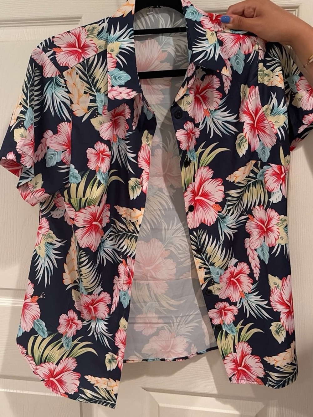 Navy Floral Hibiscus Camp Shirt